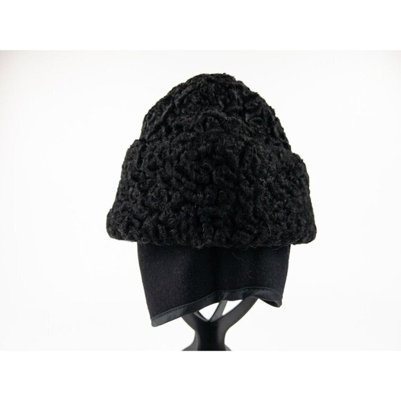 Adam Meldrum & Anderson Black Boiled Wool Hat with Ear Covers Size M Winter Cap - Picture 7 of 13